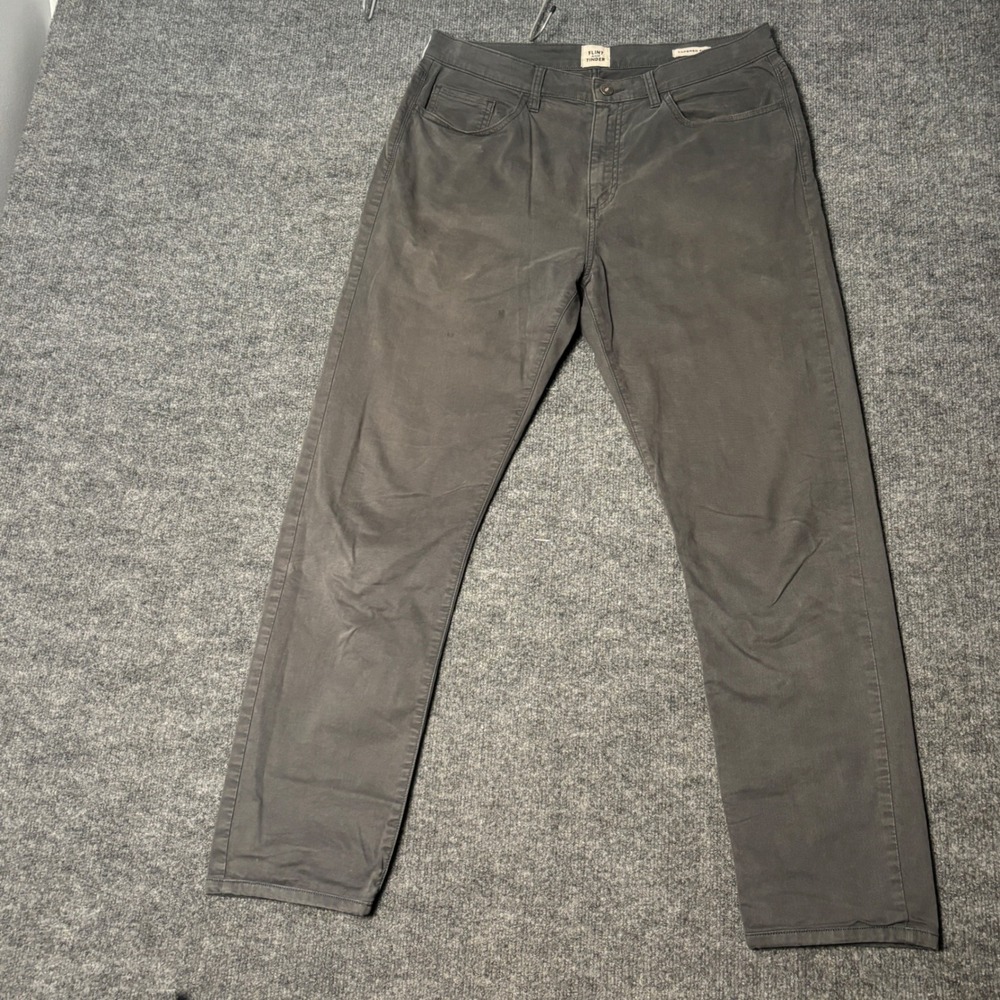Flint and Tinder 365 Pants Gray Tapered Fit Mens 33x32 Stretch Twill 5 Pocket